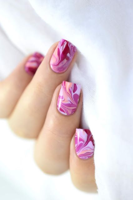 pink water marble nail
