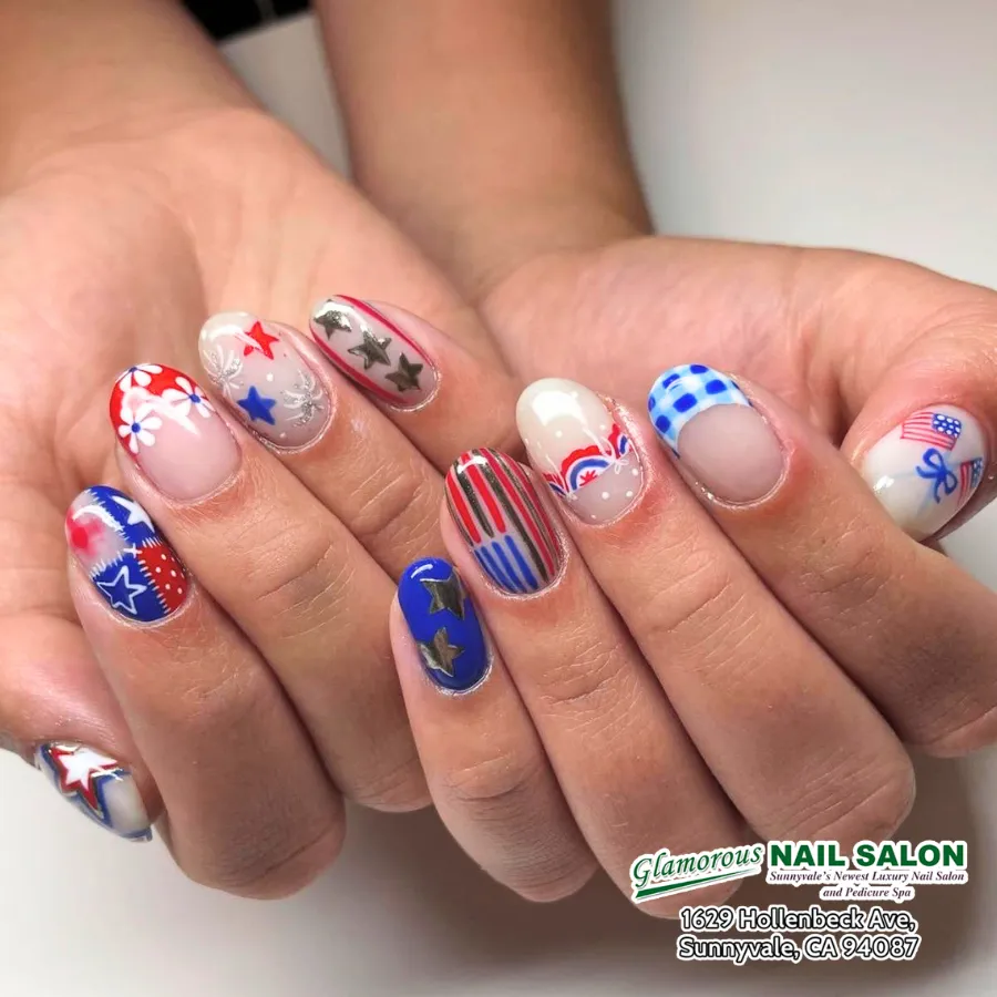 Red Oval Nails at Glamorous Nail Salon · Sunnyvale, CA