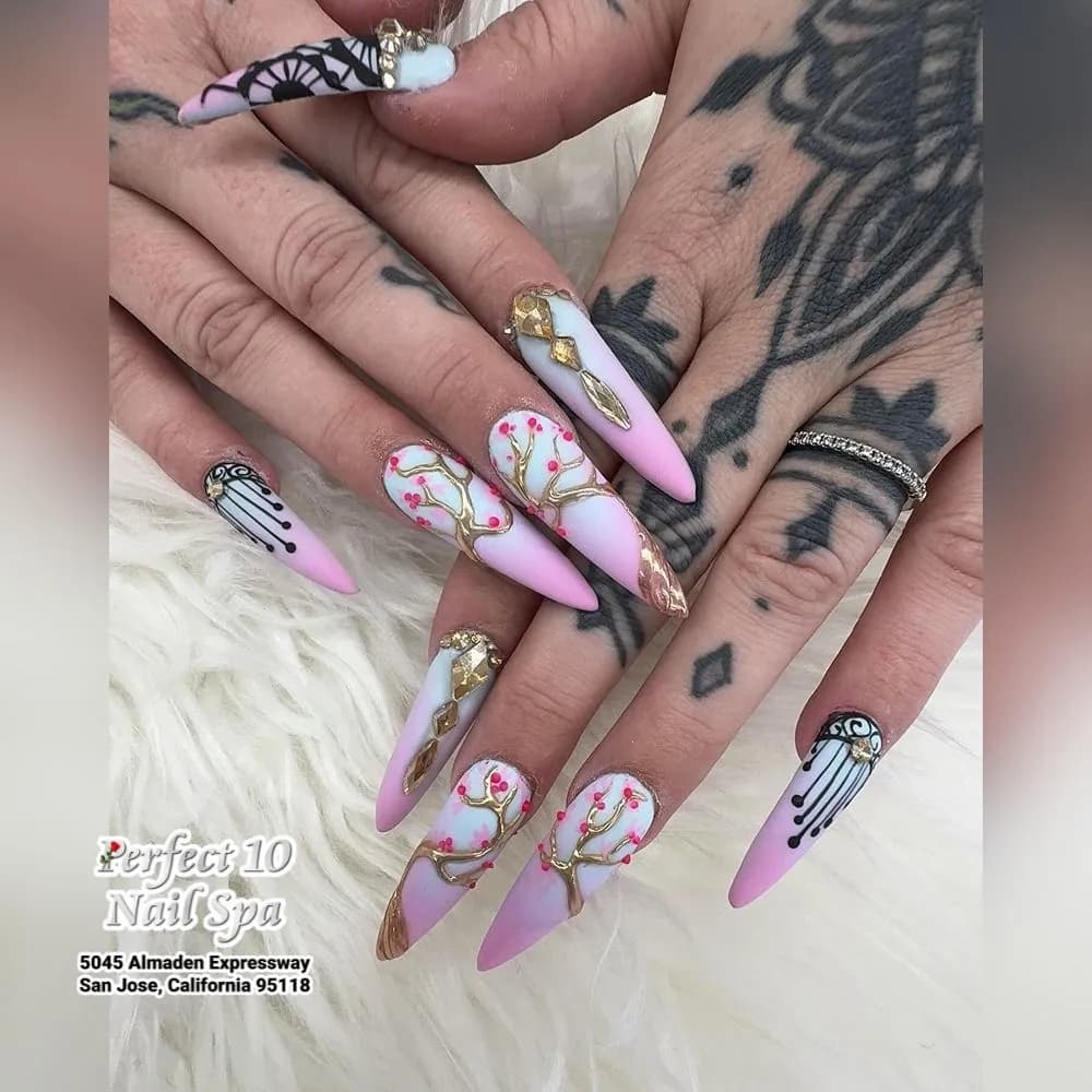 Ombré Stiletto Nails at Perfect 10 Nail Spa · San Jose, CA