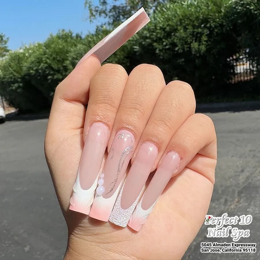 French Coffin Nails at Perfect 10 Nail Spa · San Jose, CA