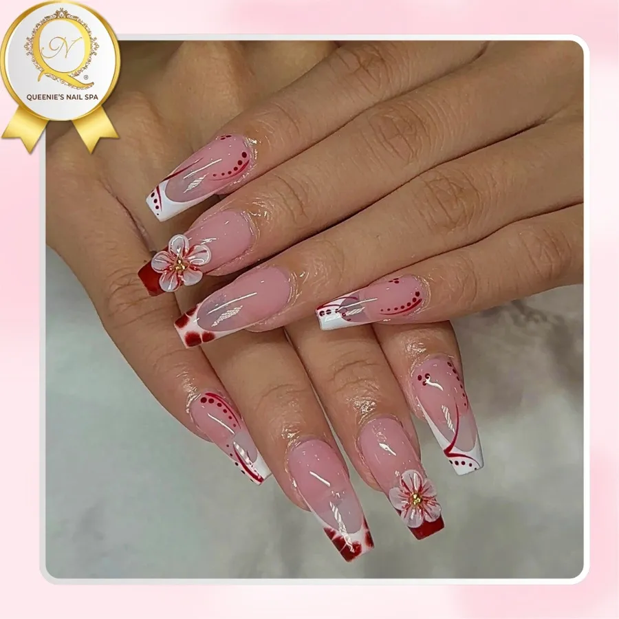 French Coffin Nails at Queenie's Nail Spa · San Jose, CA