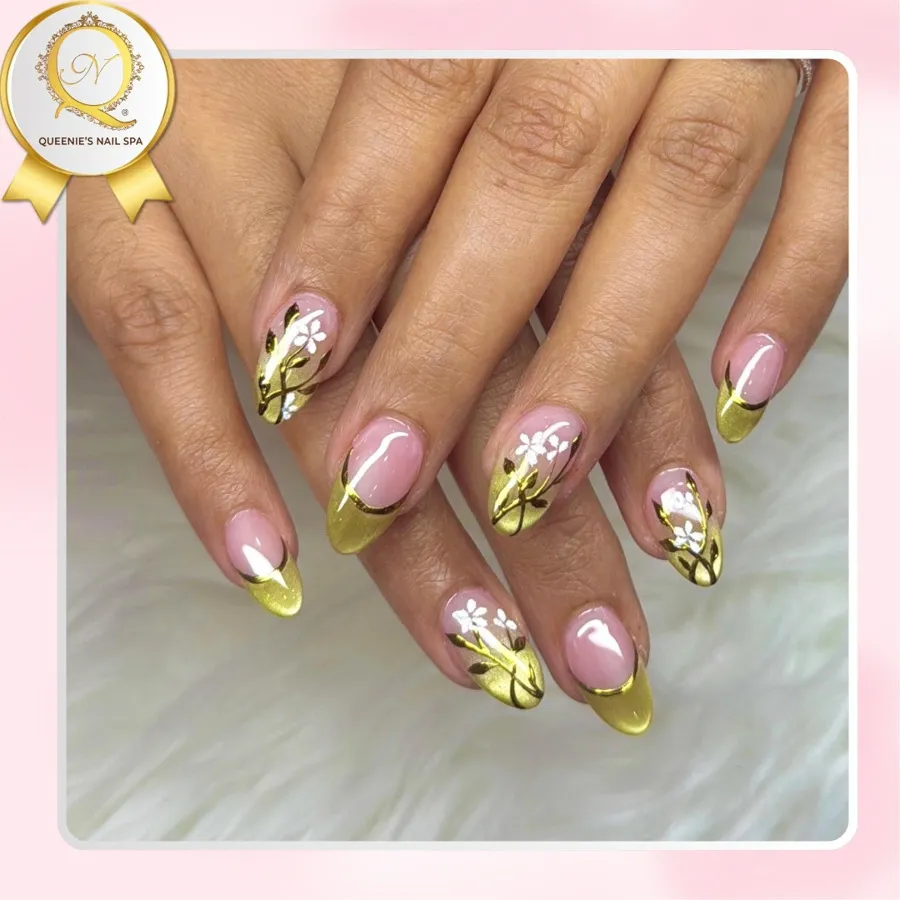 French Almond Nails at Queenie's Nail Spa · San Jose, CA