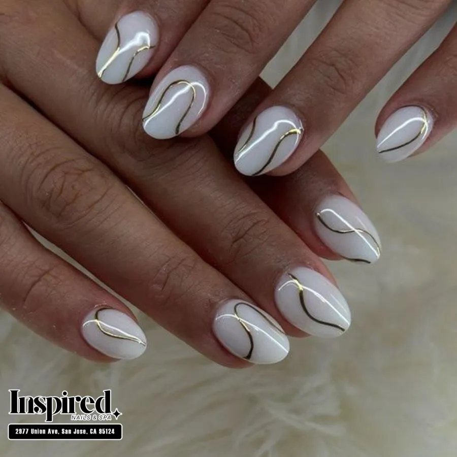 White Oval Nails at Inspired Nails & Spa · San Jose, CA