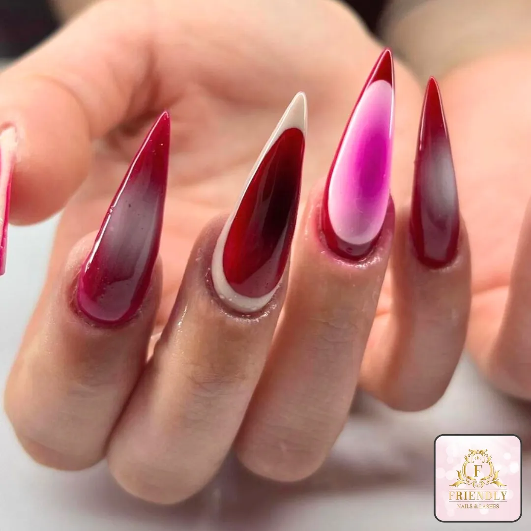 Ombré Stiletto Nails at Friendly Nails & Lashes · Aurora, CO
