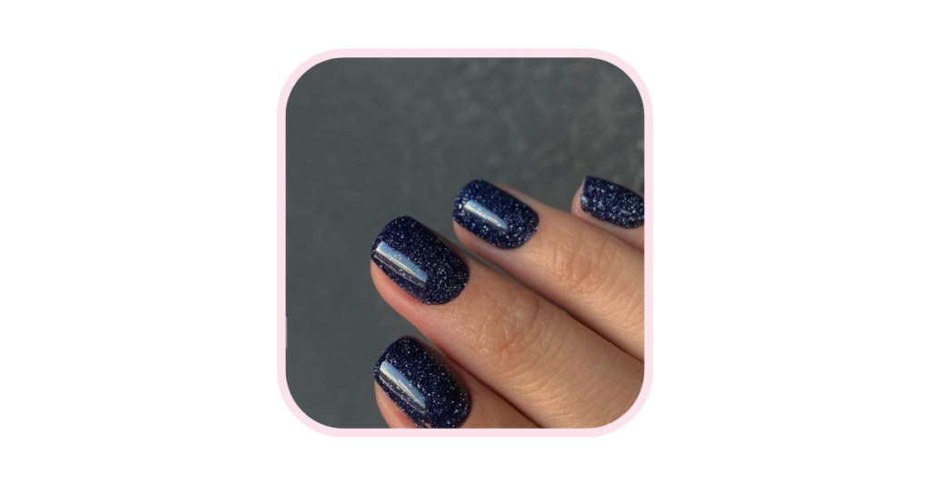 Navy Blue Glitter Acrylic Nails