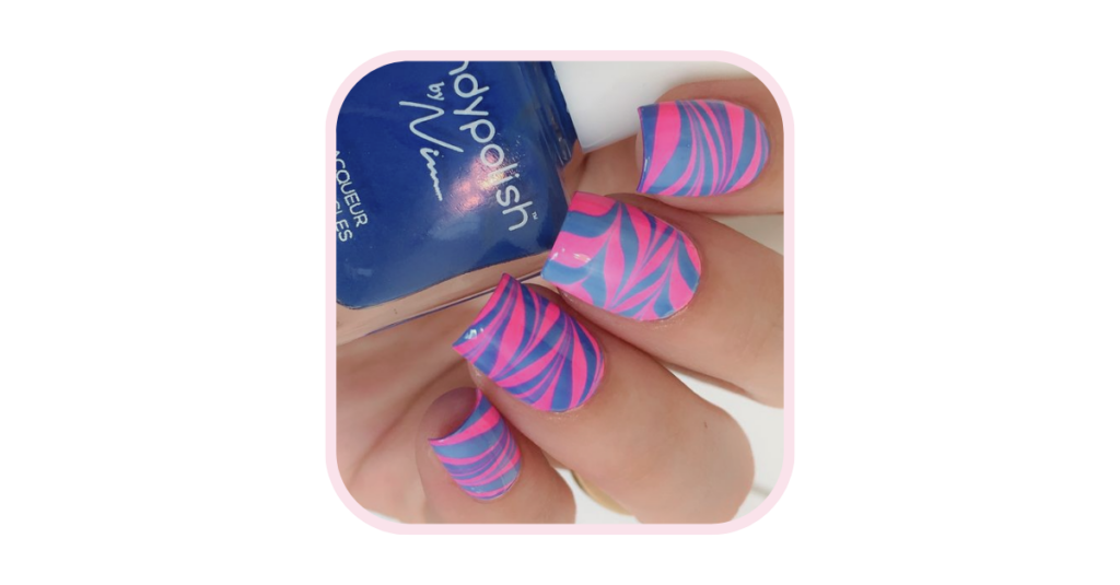 Pink and Blue Marble Nail